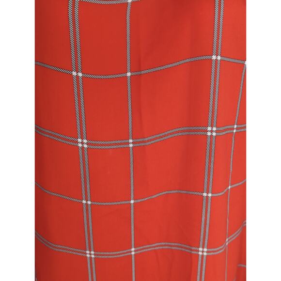 Pleione Pleated Blouse - Size L - Red Plaid Scoop Neck Casual Career Top - Picture 3 of 8